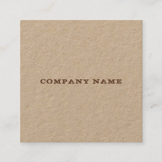 Modern Real Kraft Paper Distressed Text Template Square Business Card (Front)