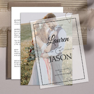 Modern Real Vellum Overlay Photo Wedding Details Invitation