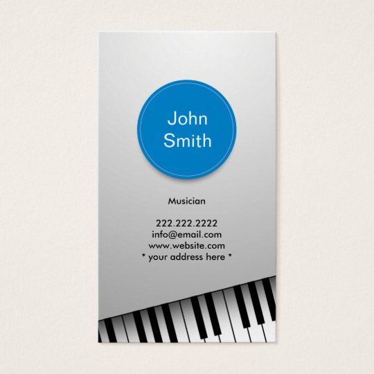Modern Realistic Piano Musician Business Card