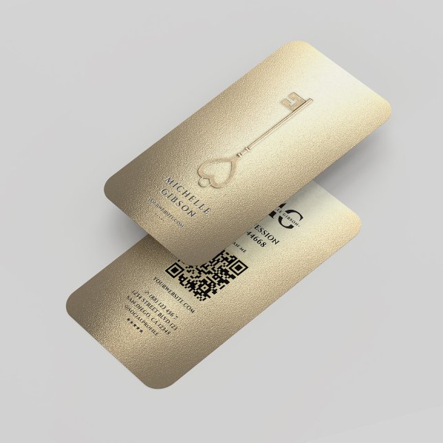 Modern Realtor Black Gold Key Elegant Monogram Business Card (Modern Realtor Black Gold Key Elegant Monogram Business Card
)