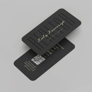 Modern Realtor Black Gold Real Estate Business Card