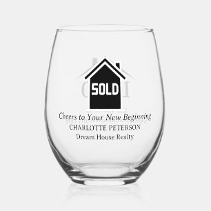 Modern Realtor Closing Day Stemless Wine Glass
