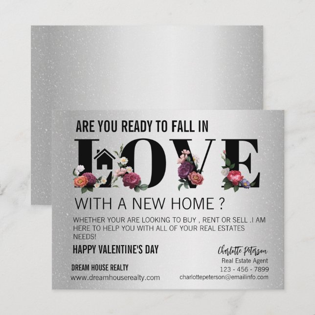 Modern Realtor Farming Promotional Valentine's Day Holiday Card (Front/Back)
