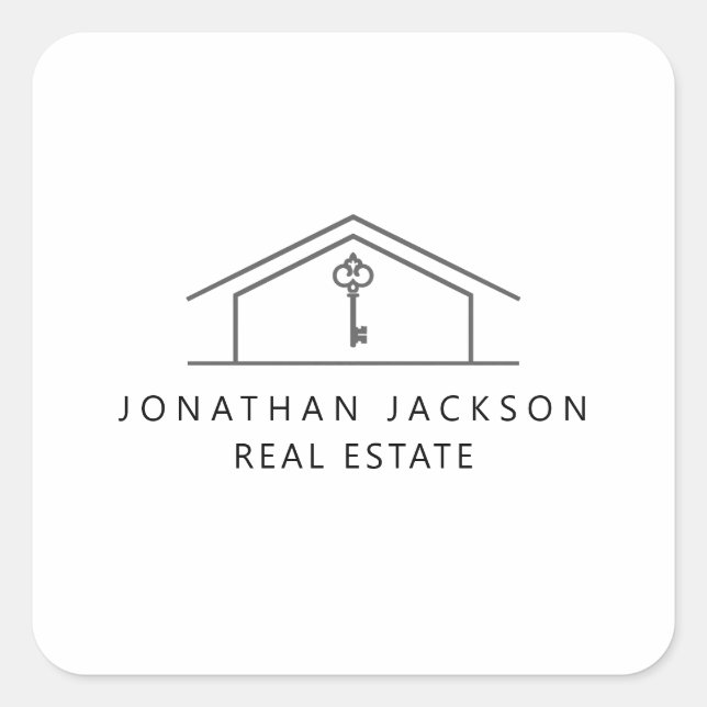 Modern Realtor Home Logo  Square Sticker (Front)