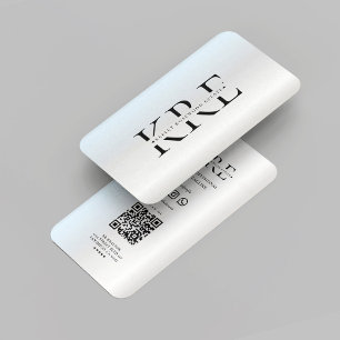 Modern Realtor Monogram Real Estate Agent Silver Business Card