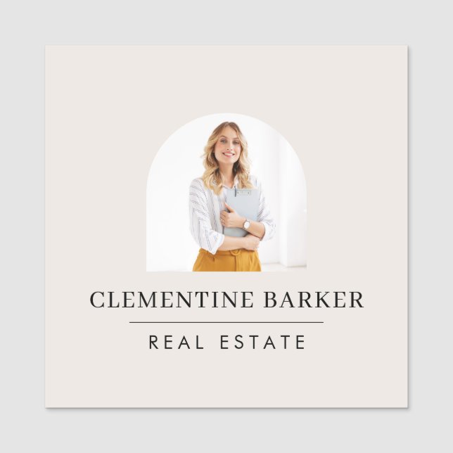 Modern Realtor Name Badge with Photo Arch Elegant (Front)