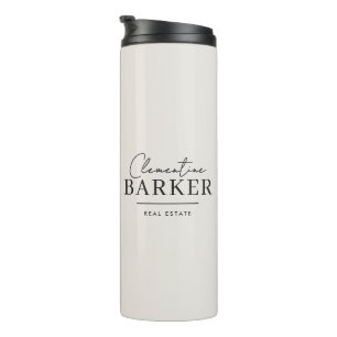 Modern Realtor Name Badge with Photo Arch Elegant Thermal Tumbler