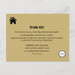 Modern Realtor Pale Gold Business Thank You Postca Postcard