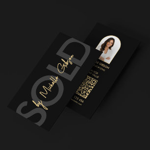 Modern Realtor Photo Black Bold Branding Business Card