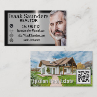 Modern Realtor Photo Business Card Real Estate QR