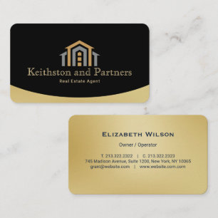 Modern Realtor Professional Real Estate agent gold Business Card