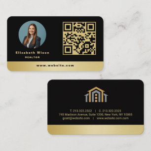 Modern Realtor Promotional Real Estate agents gold Business Card