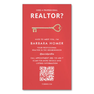 Modern Realtor Real Estate Agent Appointment QR Magnetic Business Card