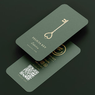 Modern Realtor Real Estate Agent Dark Green Logo Business Card