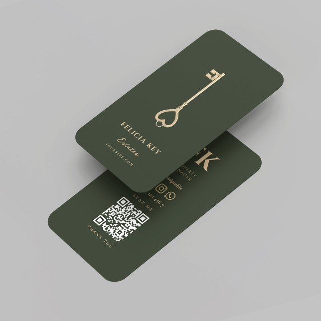 Modern Realtor Real Estate Agent Initials Business Card (Modern Realtor Real Estate Agent Initials monogram moss green Business Card
)