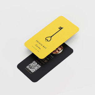 Modern Realtor Real Estate Marketing Black Yellow Business Card