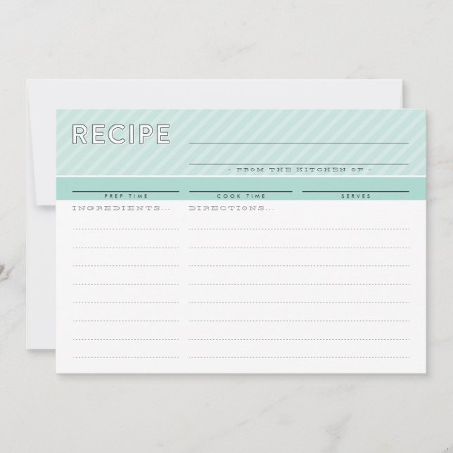 MODERN RECIPE CARD cute organiser minimal mint (Front)