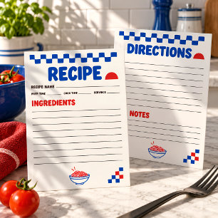 Modern Recipe Card Ingredients Directions Notes