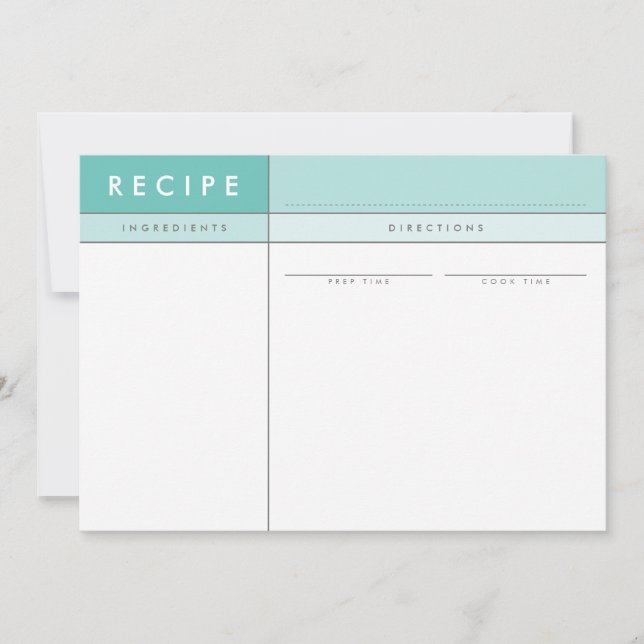MODERN RECIPE CARD organiser bold minimal jade (Front)