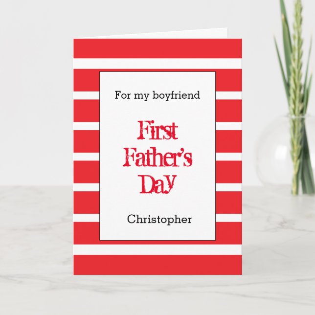 Modern Red 1st Father's Day Boyfriend Card (Front)