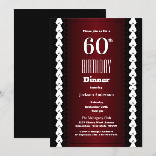 Modern Red 60th Birthday Dinner Invitation