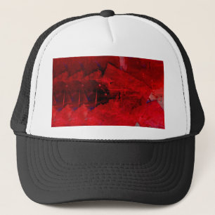 Modern Red Abstract Painting Art Trucker Hat