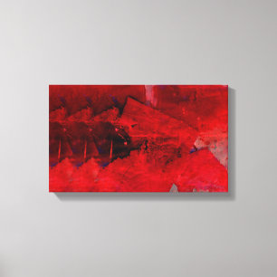 Modern Red Abstract Painting Art Wrapped Canvas