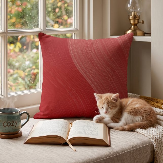Modern Red Abstract Wave Cushion (Creator Uploaded)