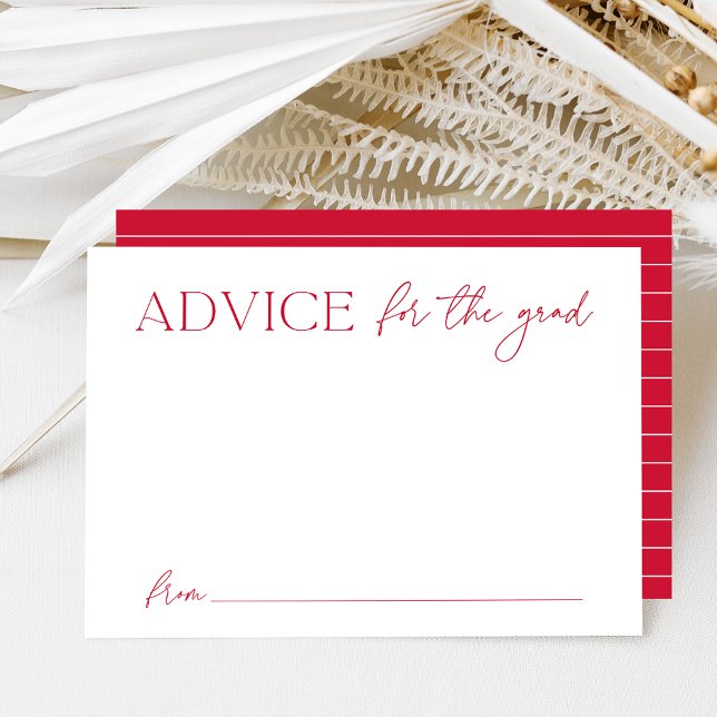 Modern Red Advice for the Graduate Graduation Enclosure Card (Creator Uploaded)