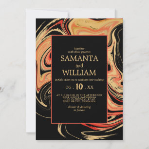Modern red and beige abstract. Wedding Invitation