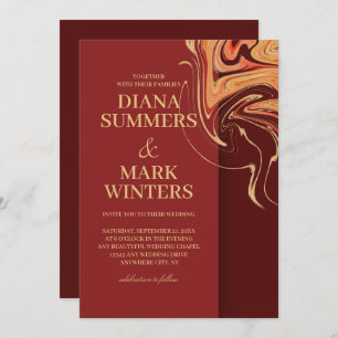 Modern red and beige abstract. Wedding Invitation