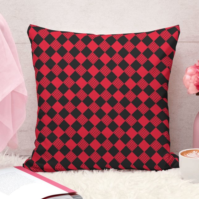 modern red and black Abstract geometric pattern Cushion (Creator Uploaded)