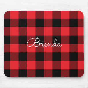 Modern Red and Black Buffalo Check Mouse Mat
