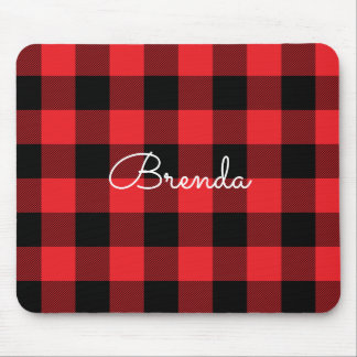 Modern Red and Black Buffalo Check Mouse Mat