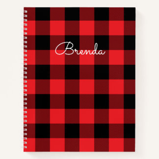Modern Red and Black Buffalo Check Notebook