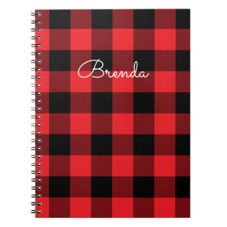 Modern Red and Black Buffalo Check Notebook