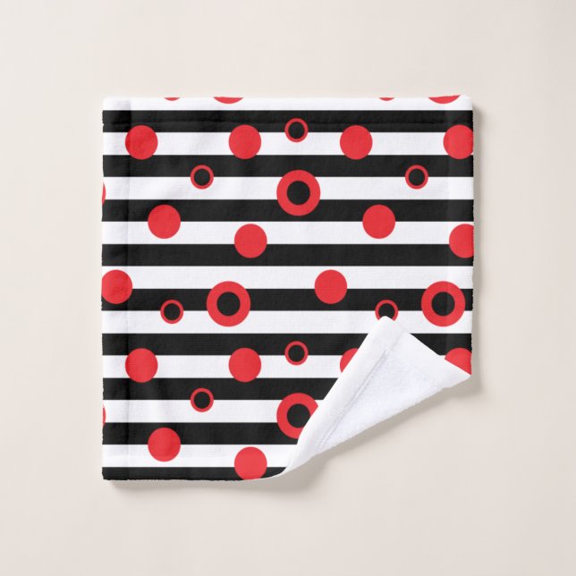 Modern Red and Black Circles  Minimalist Pattern Wash Cloth (Wash Cloth)