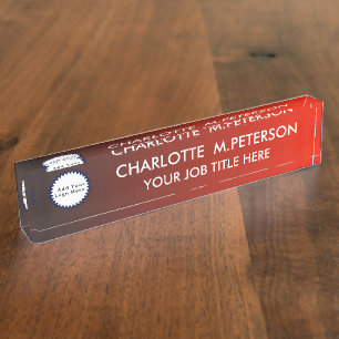 Modern Red and Black Gradient Custom Logo  Nameplate