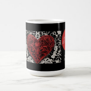 Modern Red and black Lace Love  Coffee Mug