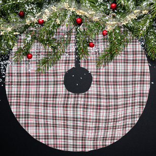 Modern Red and Black Plaid Pattern Brushed Polyester Tree Skirt