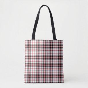 Modern Red and Black Plaid Pattern Tote Bag