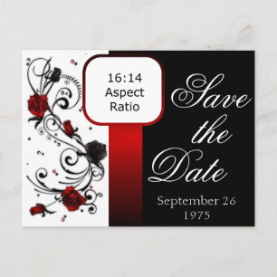 Modern Red and Black Rose Save the Date Postcard