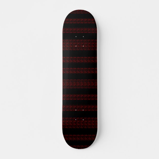 Modern Red and Black Striped pattern Skateboard (Front)