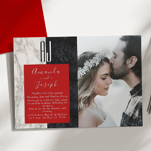 Modern Red and Black Wedding Reception Invitation