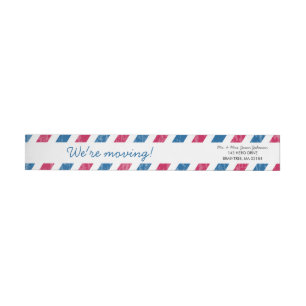Modern Red and Blue Airmail Return Address Wrap Around Label