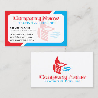 Modern Red and Blue HVAC Company Business Card