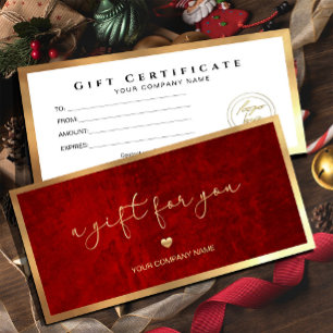 Modern Red And Gold Add Logo Gift Certificate