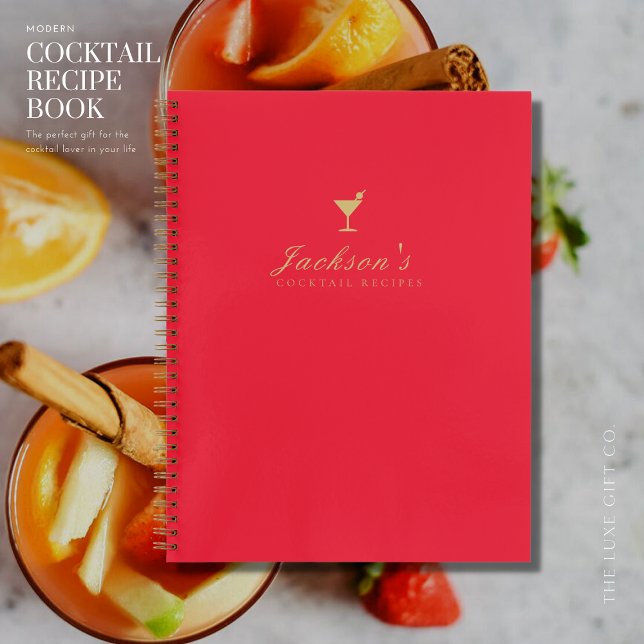 Modern Red and Gold Blank Cocktail Recipe Book (Creator Uploaded)