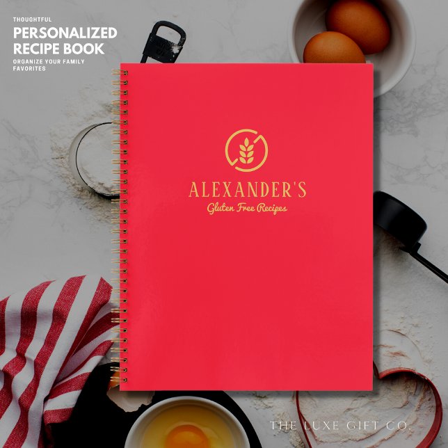 Modern Red and Gold Gluten Free Blank Recipe Book (Creator Uploaded)