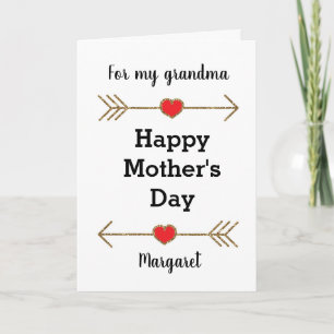 Modern Red and Gold Happy Mother's Day Grandma Card